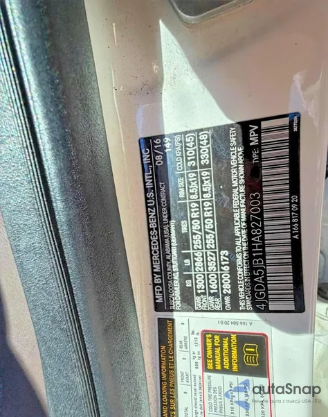 2017 Mercedes-Benz Gle 350 z USA, uszkodzony, nr VIN 4JGDA5JB1HA827003